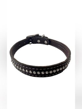 Weaver Brown Leather Silver Studded Outlaw Dog Collar 15”